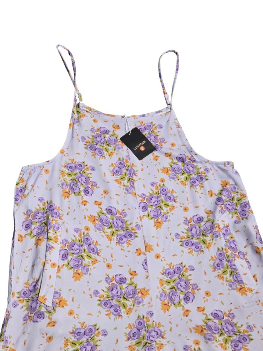 NWT | Purple Lavender Floral Wide Leg Spaghetti Strap Romper Jumpsuit | XLarge - Picture 4 of 10